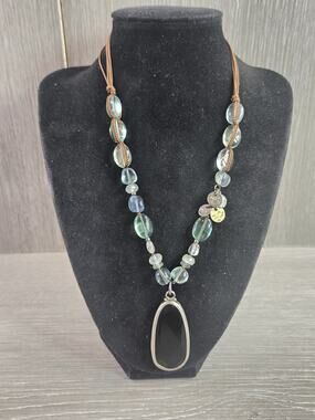 SILPADA N1824 Sterling 925 Green Glass Pendant Necklace Quartz Fluorite